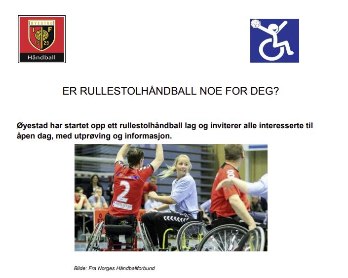 Åpendag 5.april- Rullestol håndball!