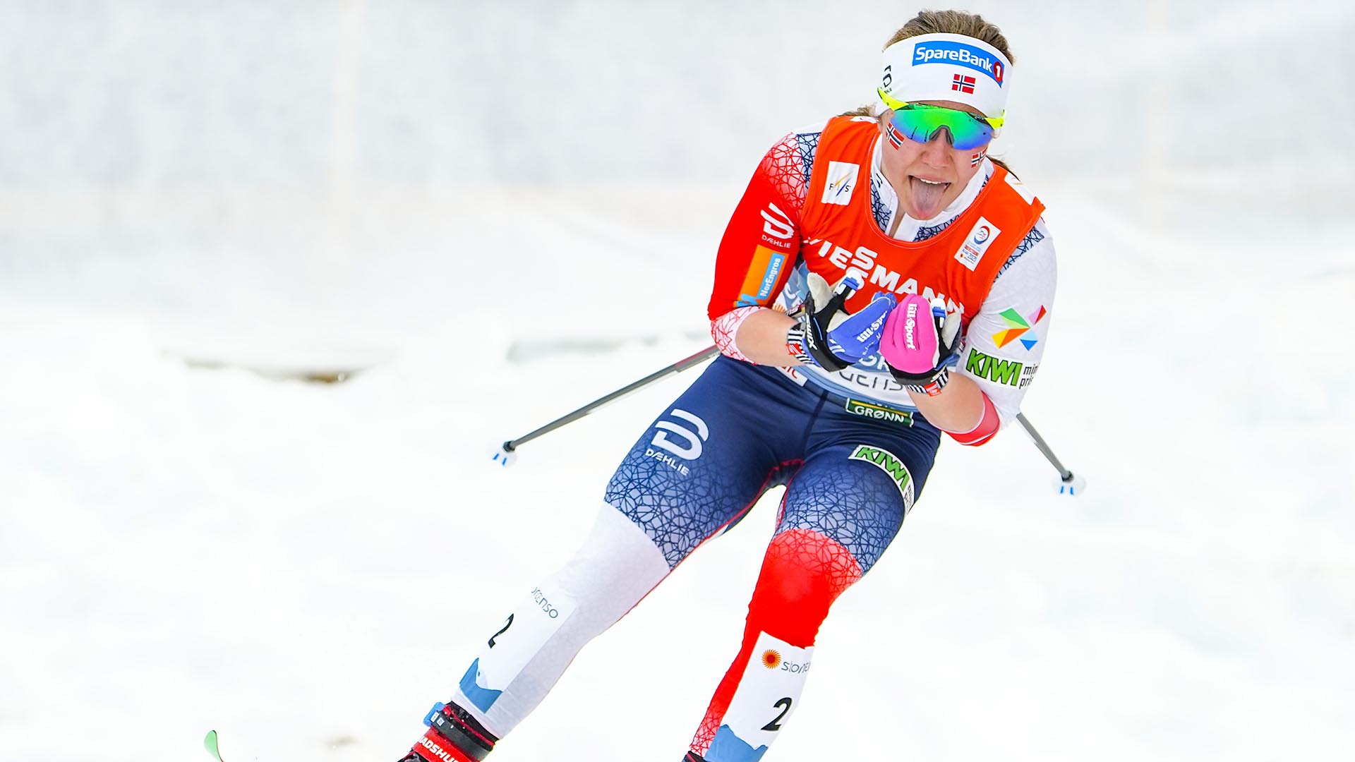 Helene Marie Fossesholm gikk ankeretappen for Norge under VM-stafetten i Oberstdorf. Det endte med gull. Foto: Terje Pedersen / NTB
