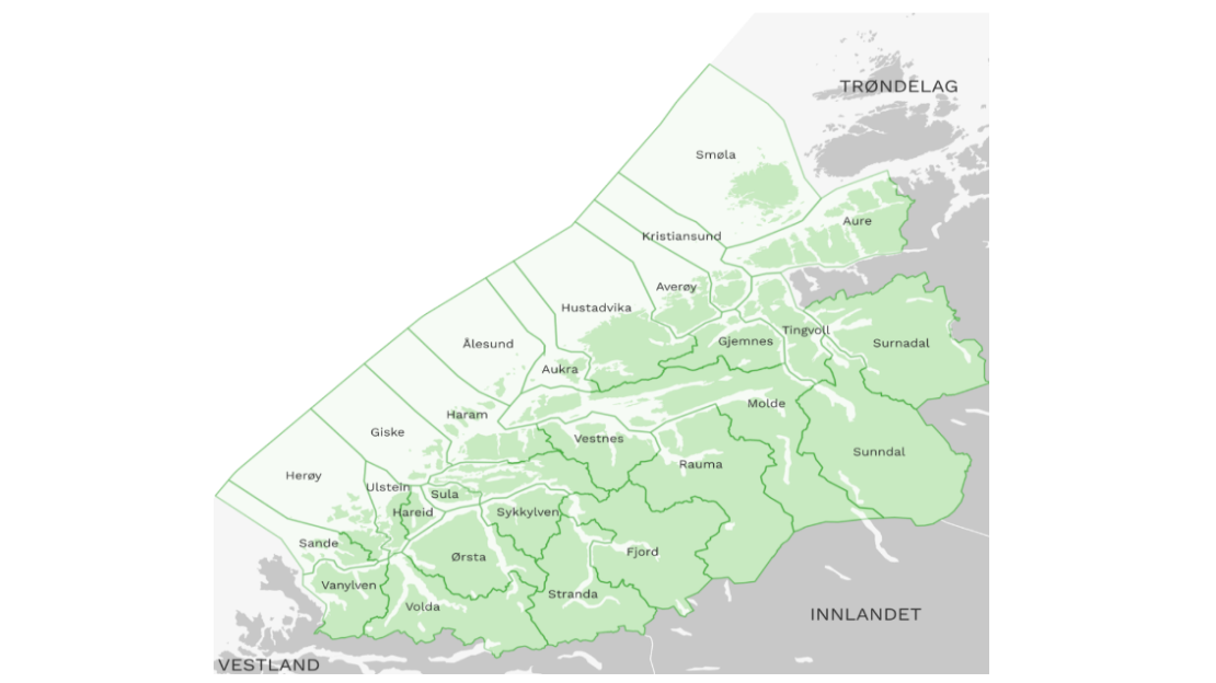 Kart over Møre og Romsdal fra 2024