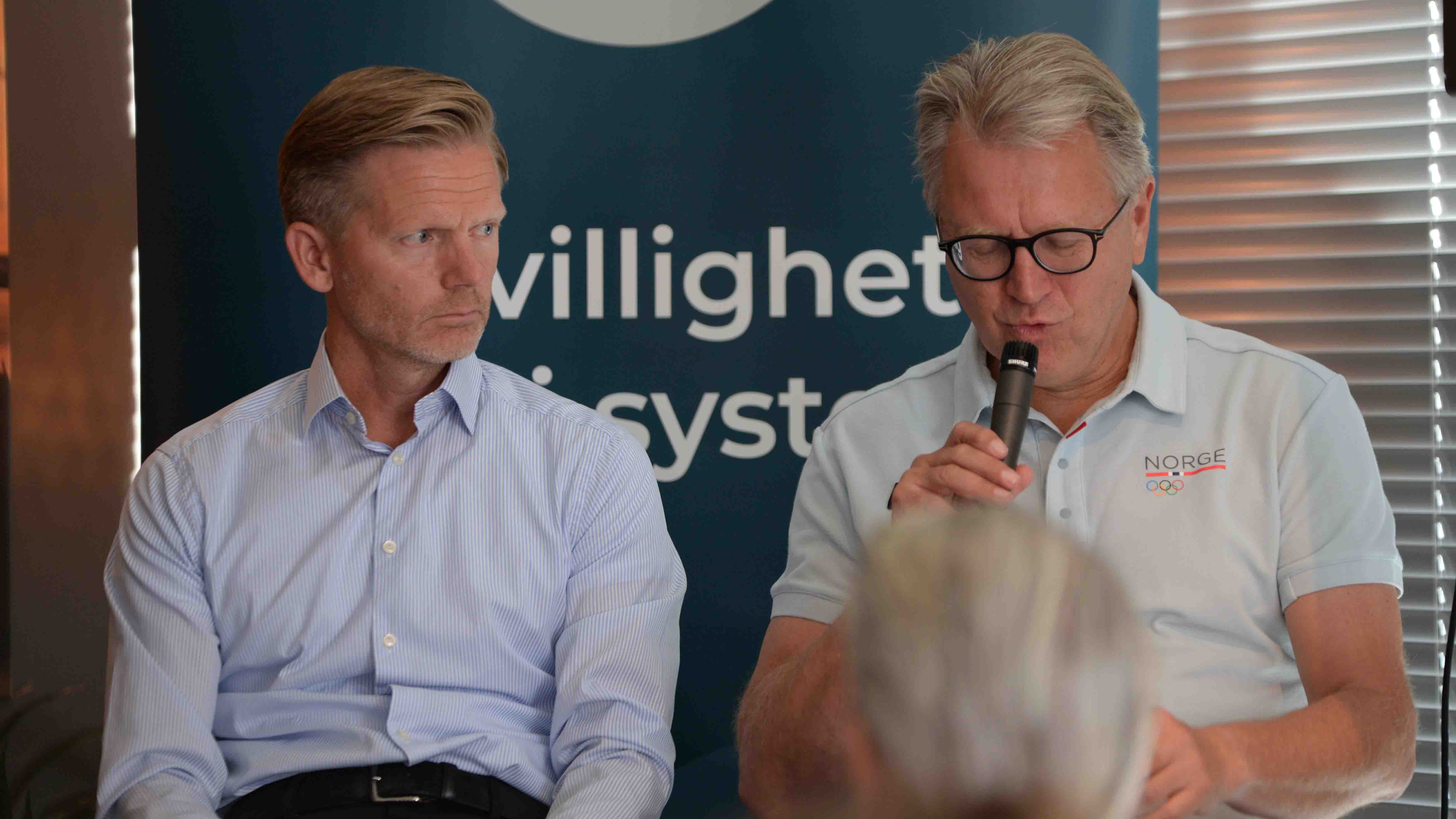 Tage Pettersen (til venstre) og Erik Unaas under Arendalsuka. Foto: Pernille Ingebrigtsen