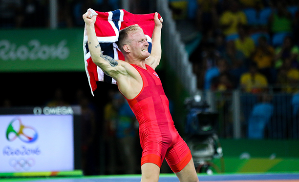 Stig-André Berge jublet vilt etter bronsemedaljen i Rio. Foto: Karl Filip Singdahlsen