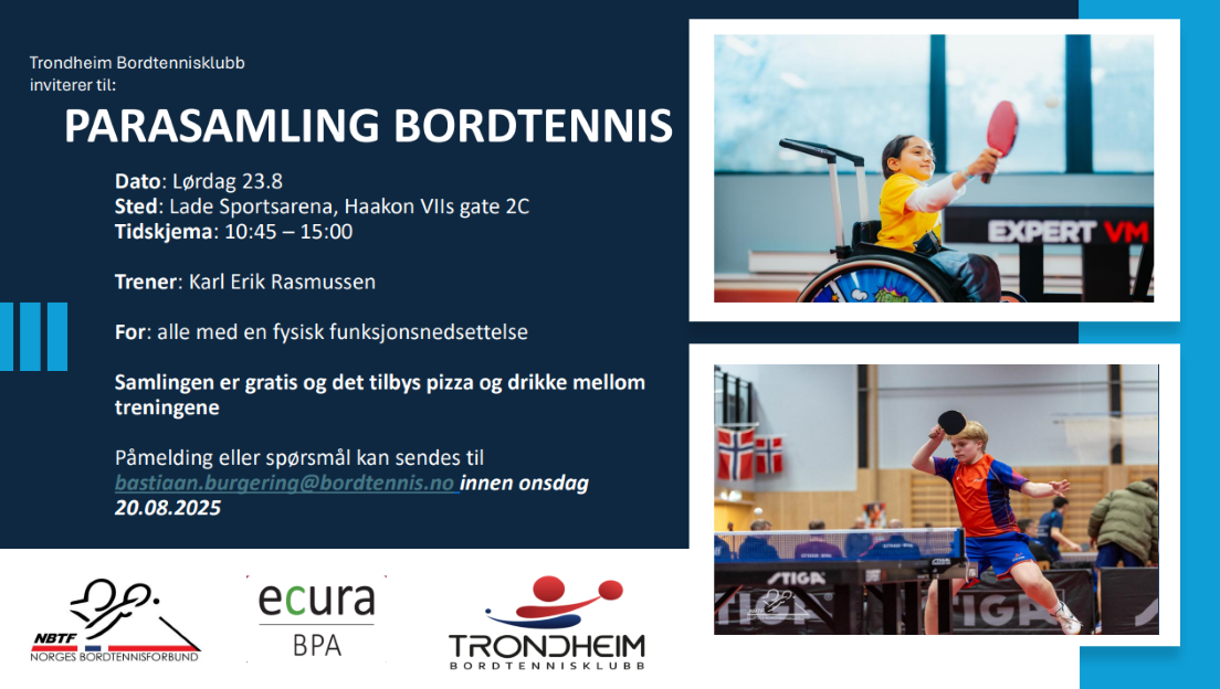Parasamling i bordtennis i Trondheim 23. august