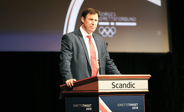 Idrettspresident Tom Tvedts tale til Idrettstinget 24. mai. Foto: Geir Owe Fredheim 