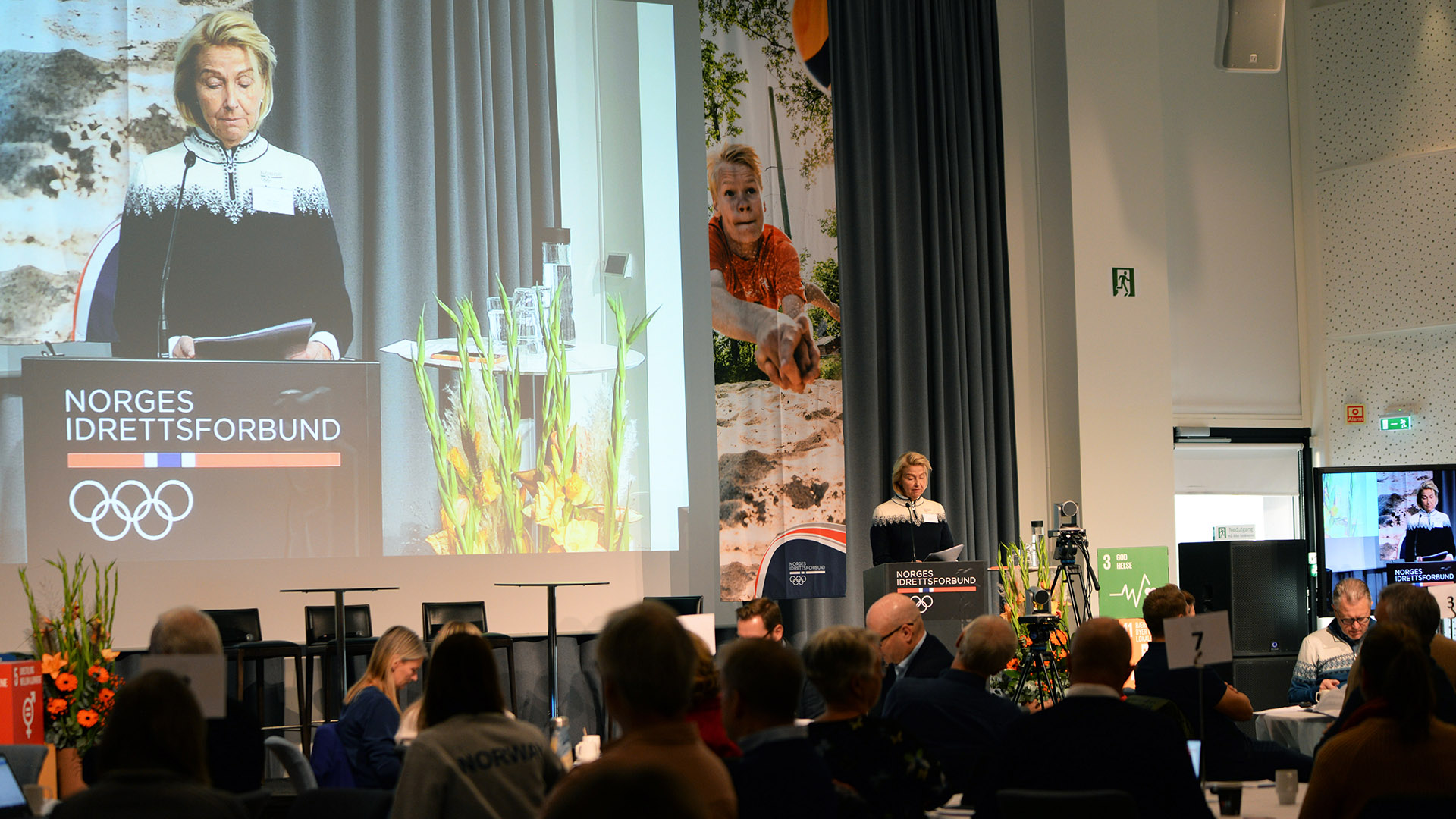 Idrettspresident Berit Kjøll åpnet årets ledersamling på Gardermoen. Foto: Pernille Ingebrigtsen