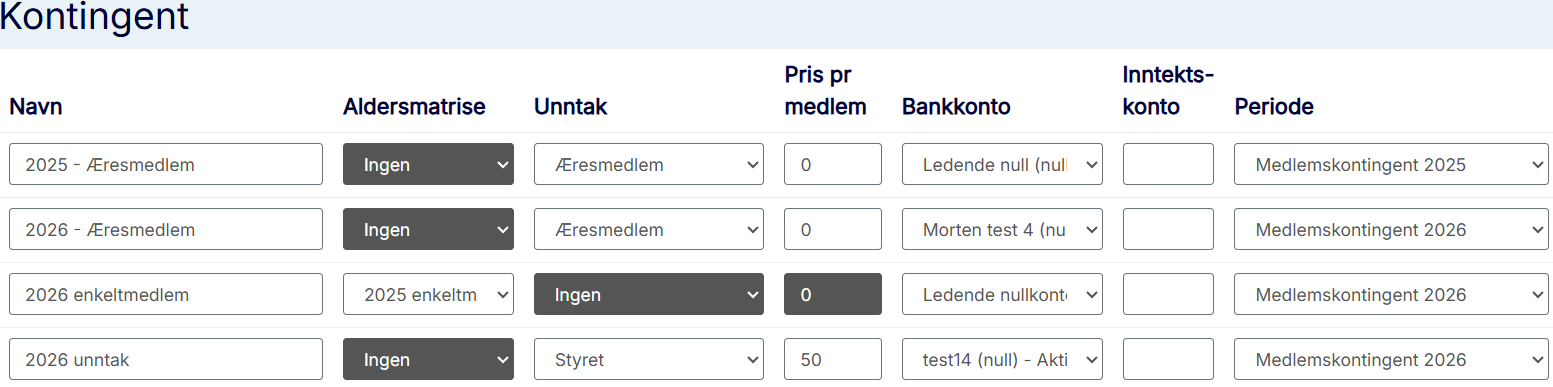 Medlemskontingent 2026