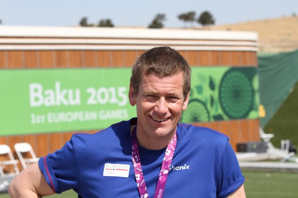 Smilet er aldri langt unna Tore Øvrebø. Her fra European Games i sommer. Foto: Martin Hafsahl/NIF