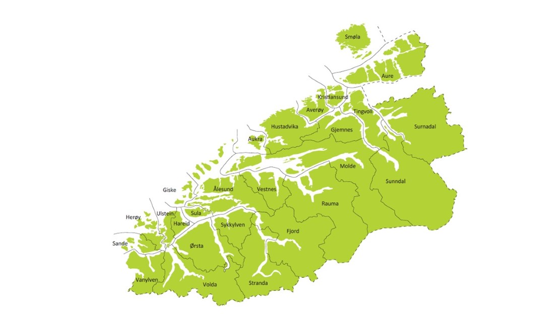 Kart over Møre og Romsdal fra 2020