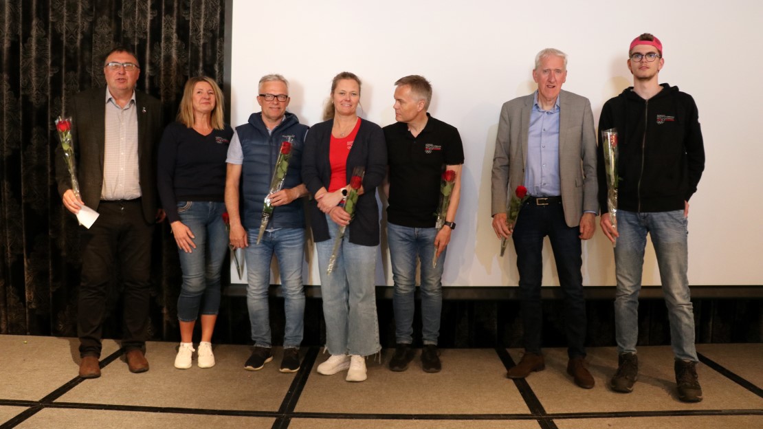 Fra venstre: Kåre Sæter (styreleder), Berit Kalgraff (nestleder), Charles Tøsse (styremedlem), Rita Dyrseth (styremedlem), Frode Elias Synnes (styremedlem), Bernhard Riksfjord (1. vara) og Niels A. Leenders (3. Vara). Siv Birgit Nummedal (styremedlem), Ingrid Marie Larsen (styremedlem) og Elisabeth Sylte (2. Vara) var ikke tilstede når bildet ble tatt.