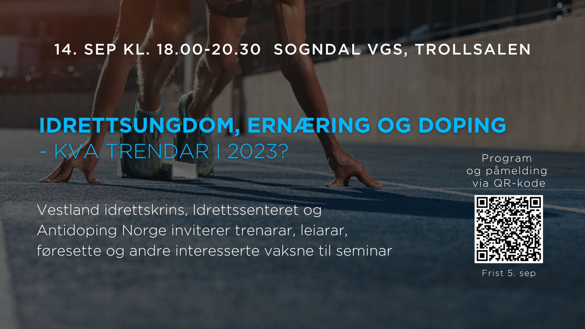 Antidoping Norge inviterer i samarbeid med Vestland idrettskrets til jubileumsseminar i Sogndal i september. Foto: Antidoping Norge